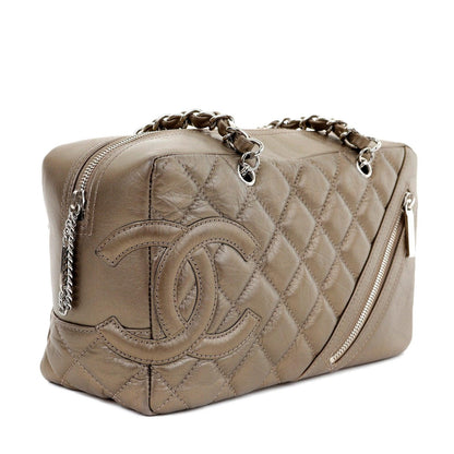 Chanel Metallic Bronze Distressed Lambskin Cambon Camera Bag Paris/NY