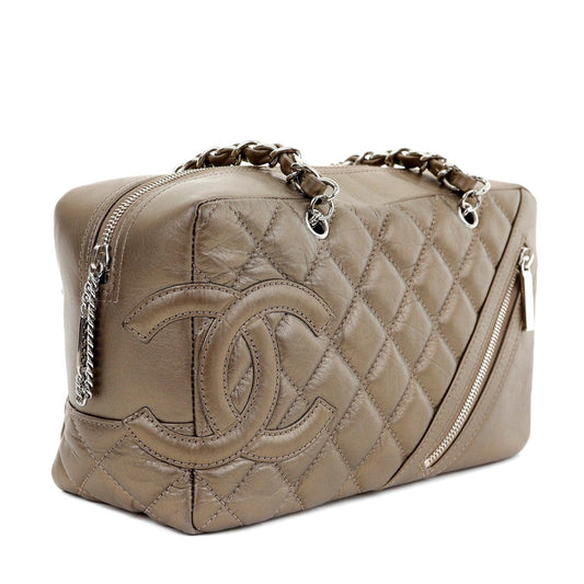 Chanel Metallic Bronze Distressed Lambskin Cambon Camera Bag Paris/NY
