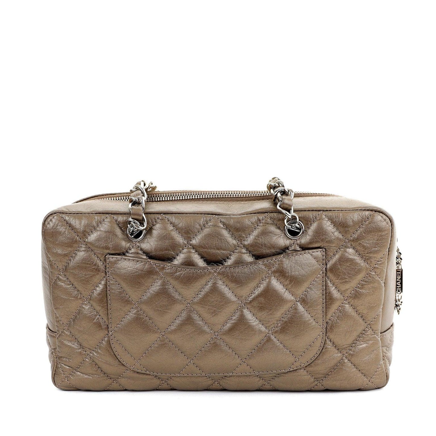 Chanel Metallic Bronze Distressed Lambskin Cambon Camera Bag Paris/NY