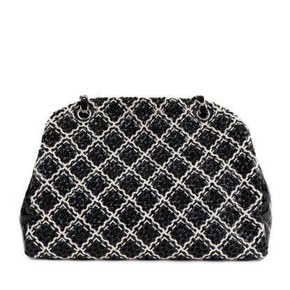 Chanel Black and Beige Tweed Patent Leather Large Just Mademoiselle Bag