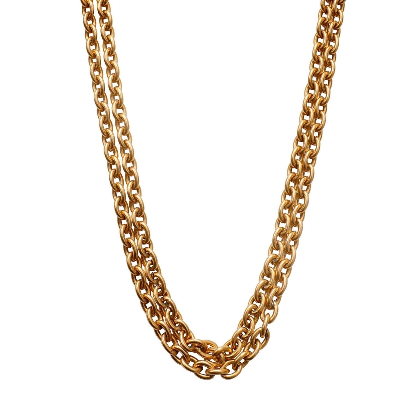 Chanel Vintage Plain Gold Link Chain Necklace