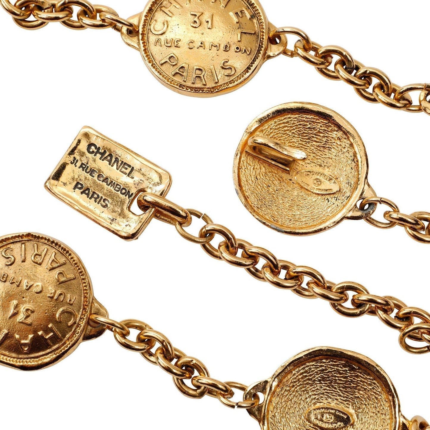 Chanel Vintage Gold Rue Cambon Coin Necklace Belt