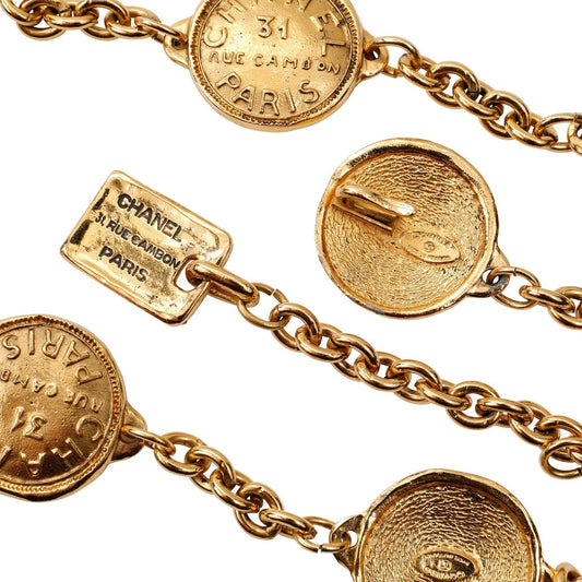 Chanel Vintage Gold Rue Cambon Coin Necklace Belt