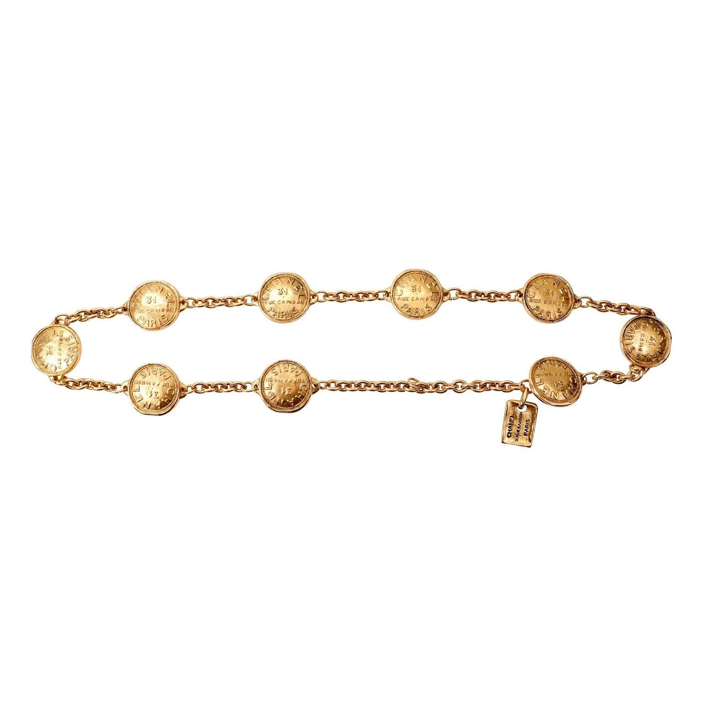 Chanel Vintage Gold Rue Cambon Coin Necklace Belt