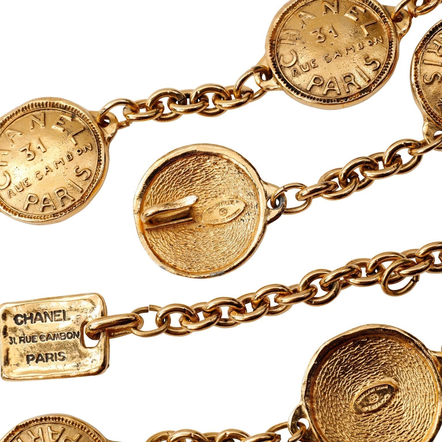Chanel Vintage Gold Rue Cambon Coin Necklace Belt