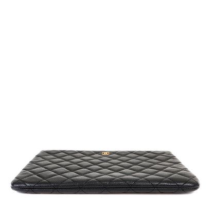 Chanel Small Black Caviar Classic O-Case with Gold Hardware