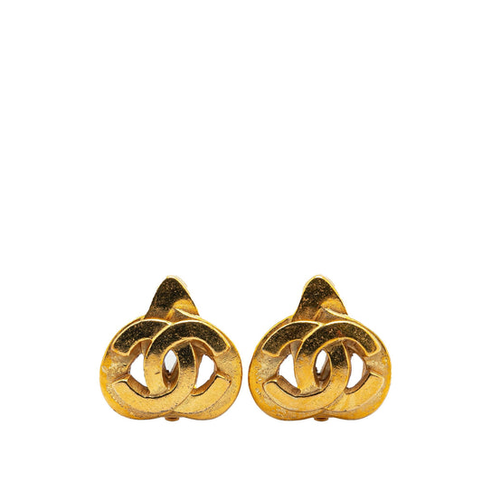 Gold Chanel Gold Plated CC Clip On Earrings