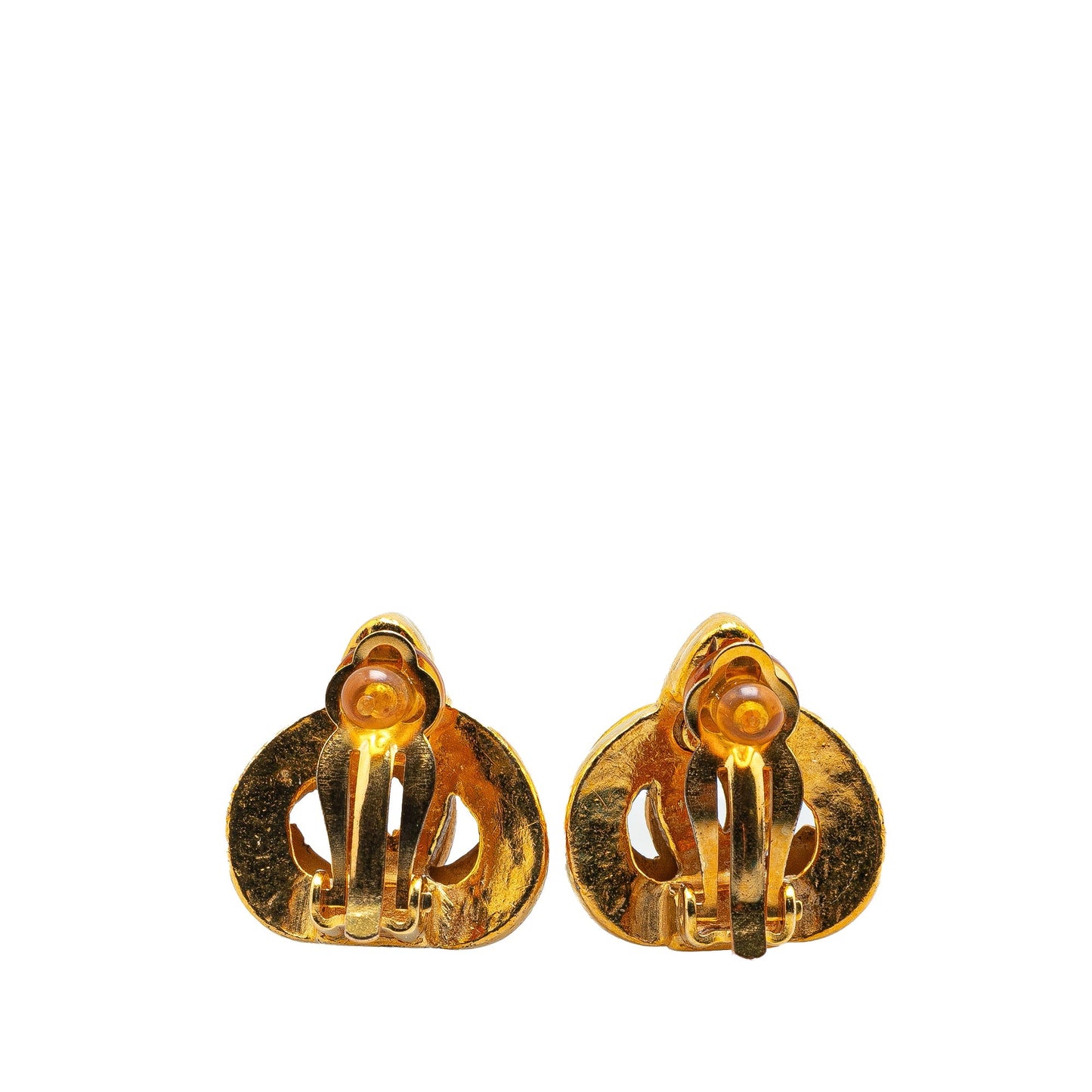 Gold Chanel Gold Plated CC Clip On Earrings