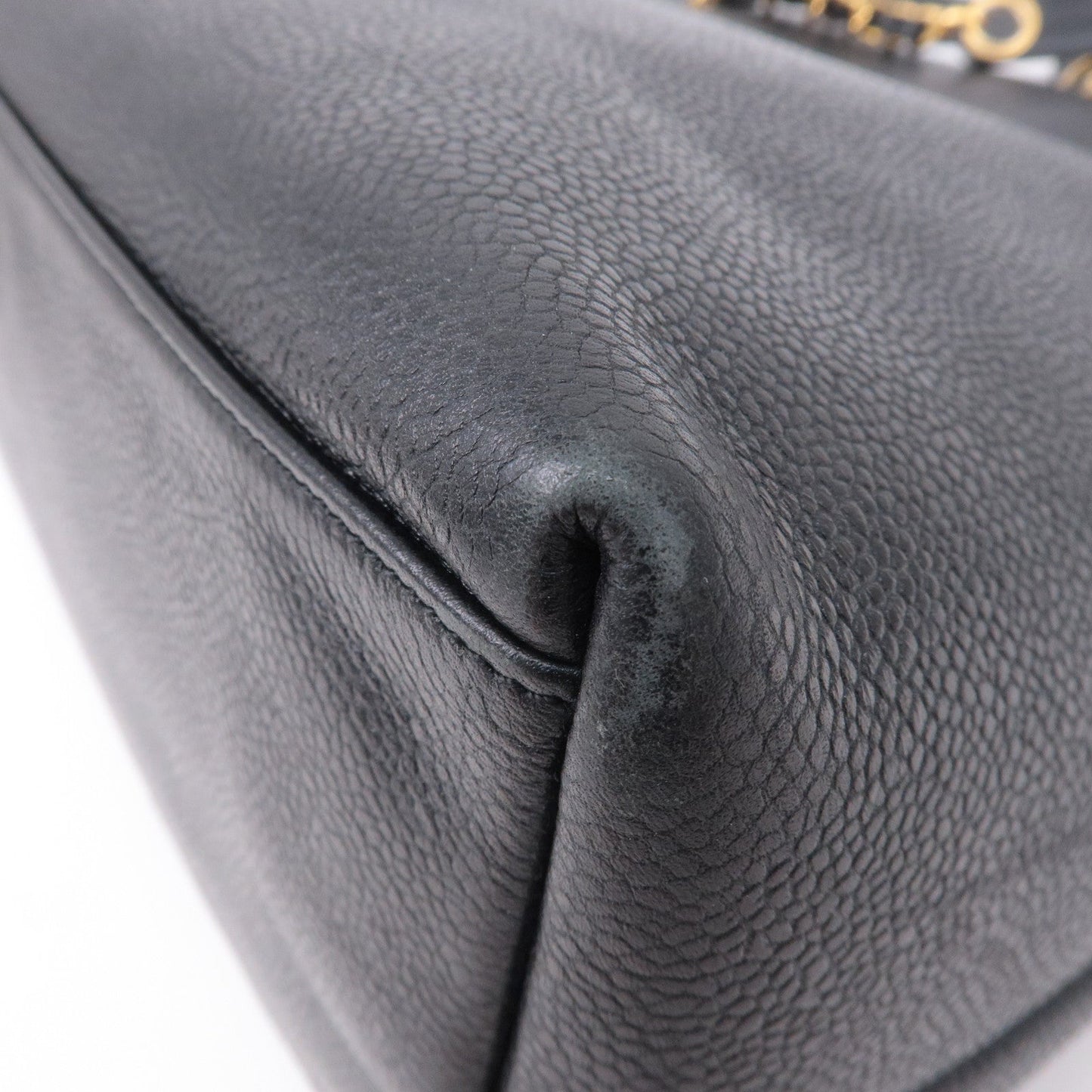 CHANEL Caviar Skin Chain Tote Bag Black Gold Hardware A03578
