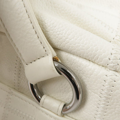 CHANEL Chocolate Bar Caviar Skin Mini Boston Bag White A26135