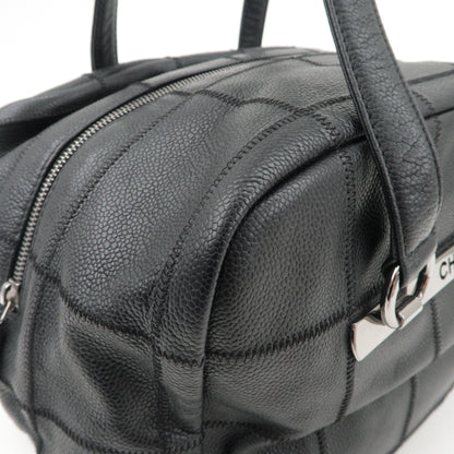 CHANEL Chocobar Caviar Skin Boston Bag Shoulder Bag Black