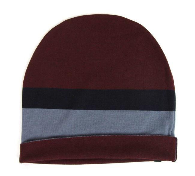 Gucci  GG Logo Striped Beanie Burgundy Blue Black