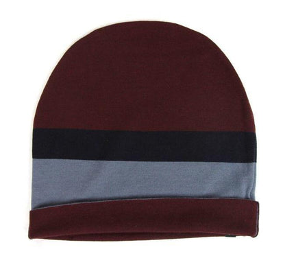Gucci  GG Logo Striped Beanie Burgundy Blue Black