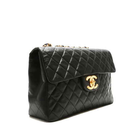 CHANEL Vintage Classic Jumbo XL Single Flap - Black Lambskin w/Gold