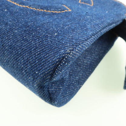 Chanel CC Denim Cosmetic Pouch Denim Vanity Bag in New Condition