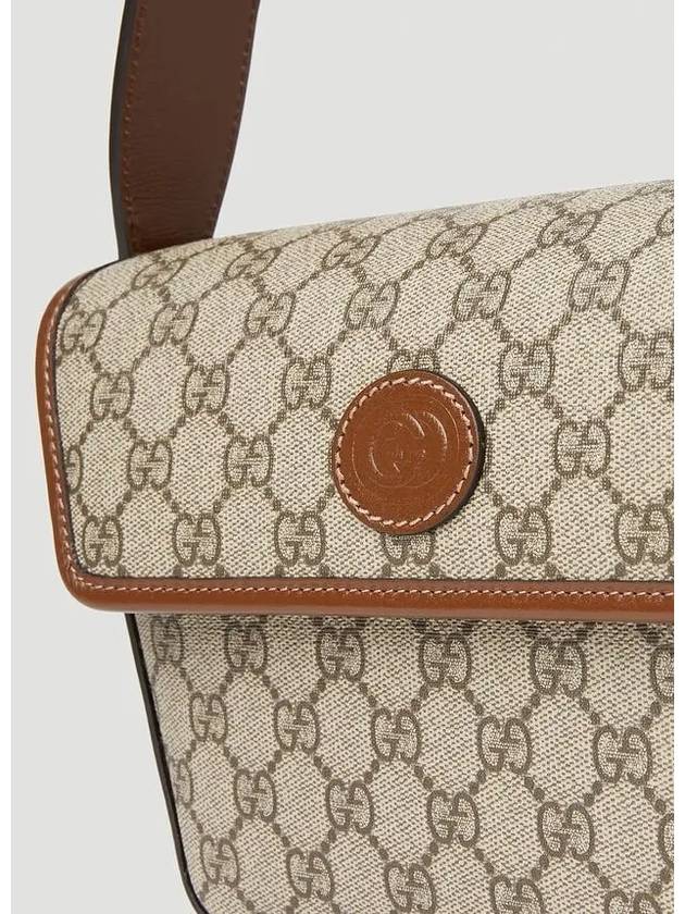 Gucci All Over GG Supreme Canvas Flap Cross Bag Beige