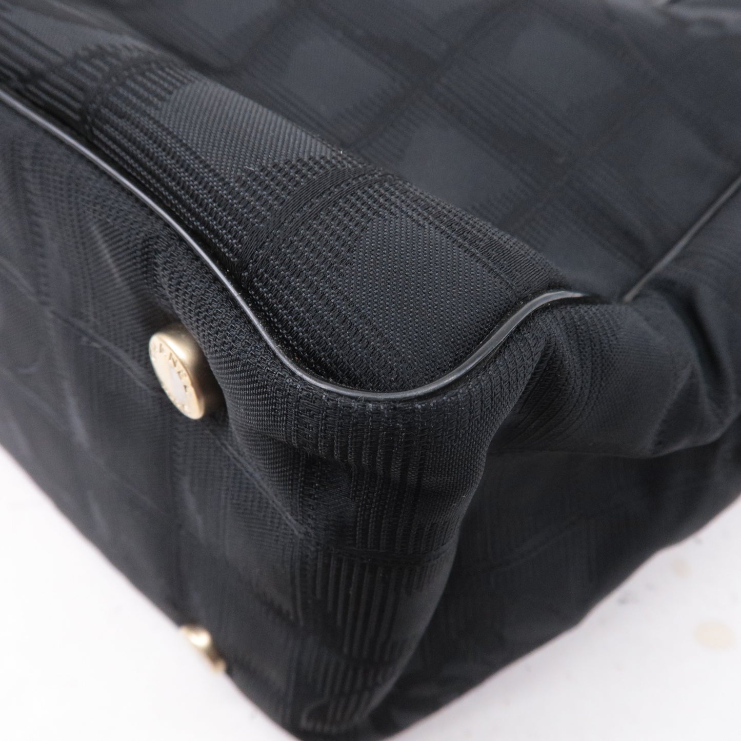 CHANEL New Travel Line Nylon Jacquard PM Tote Bag Black A20457