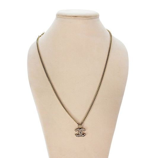 Chanel CC Crystal Pendant Chain Necklace 21C