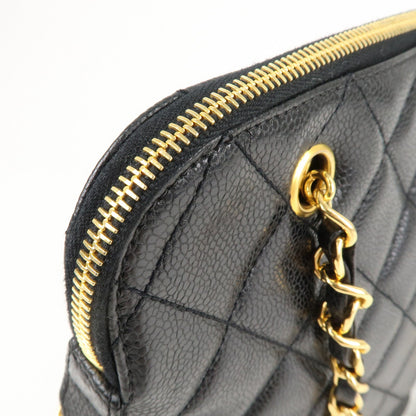 CHANEL Matelasse Caviar Skin Chain Tote Bag Shoulder Bag Black