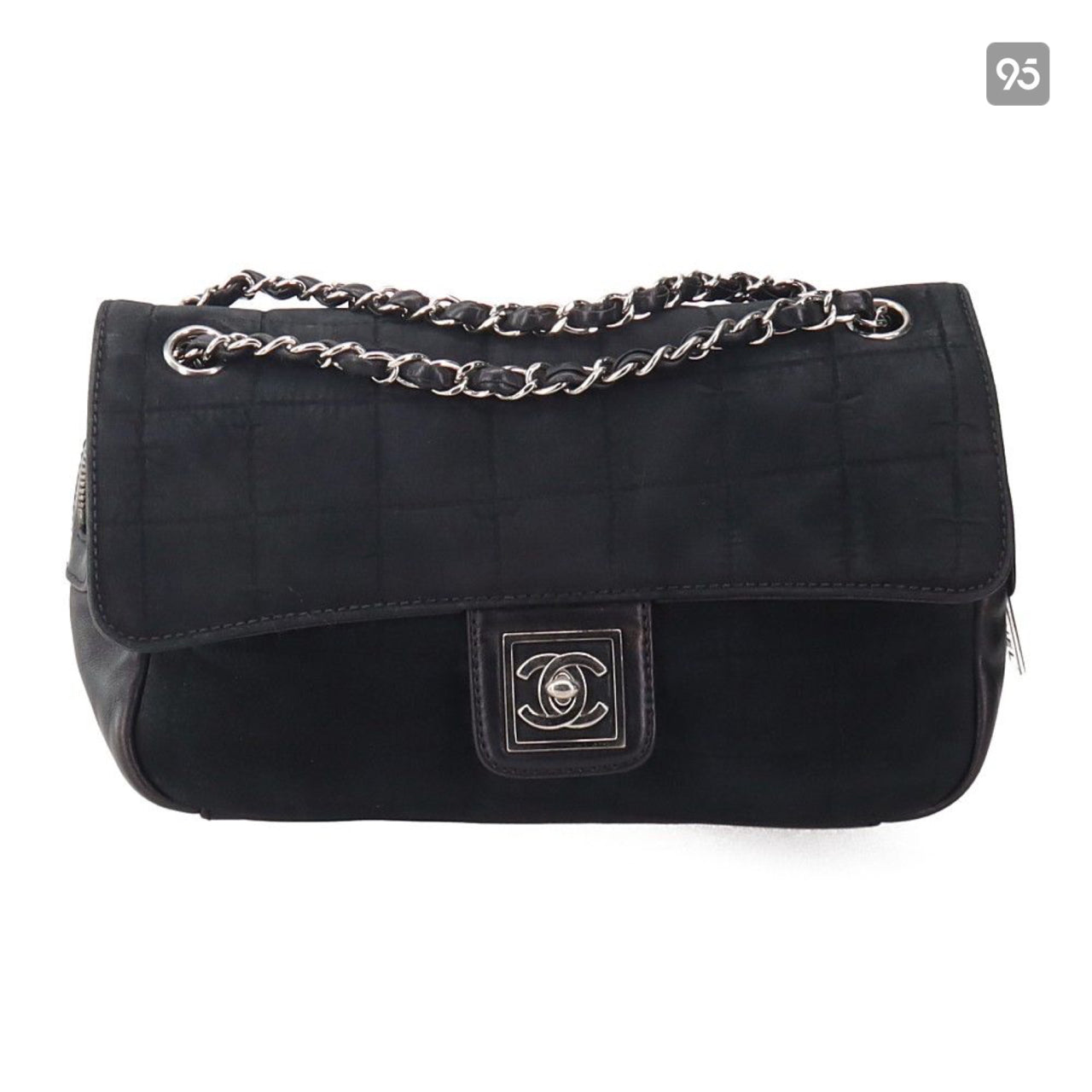 Chanel CC Choco Bar Suede & Leather Flap Bag Suede Shoulder Bag in New Condition