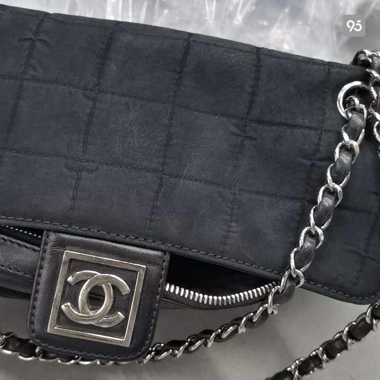 Chanel CC Choco Bar Suede & Leather Flap Bag Suede Shoulder Bag in New Condition
