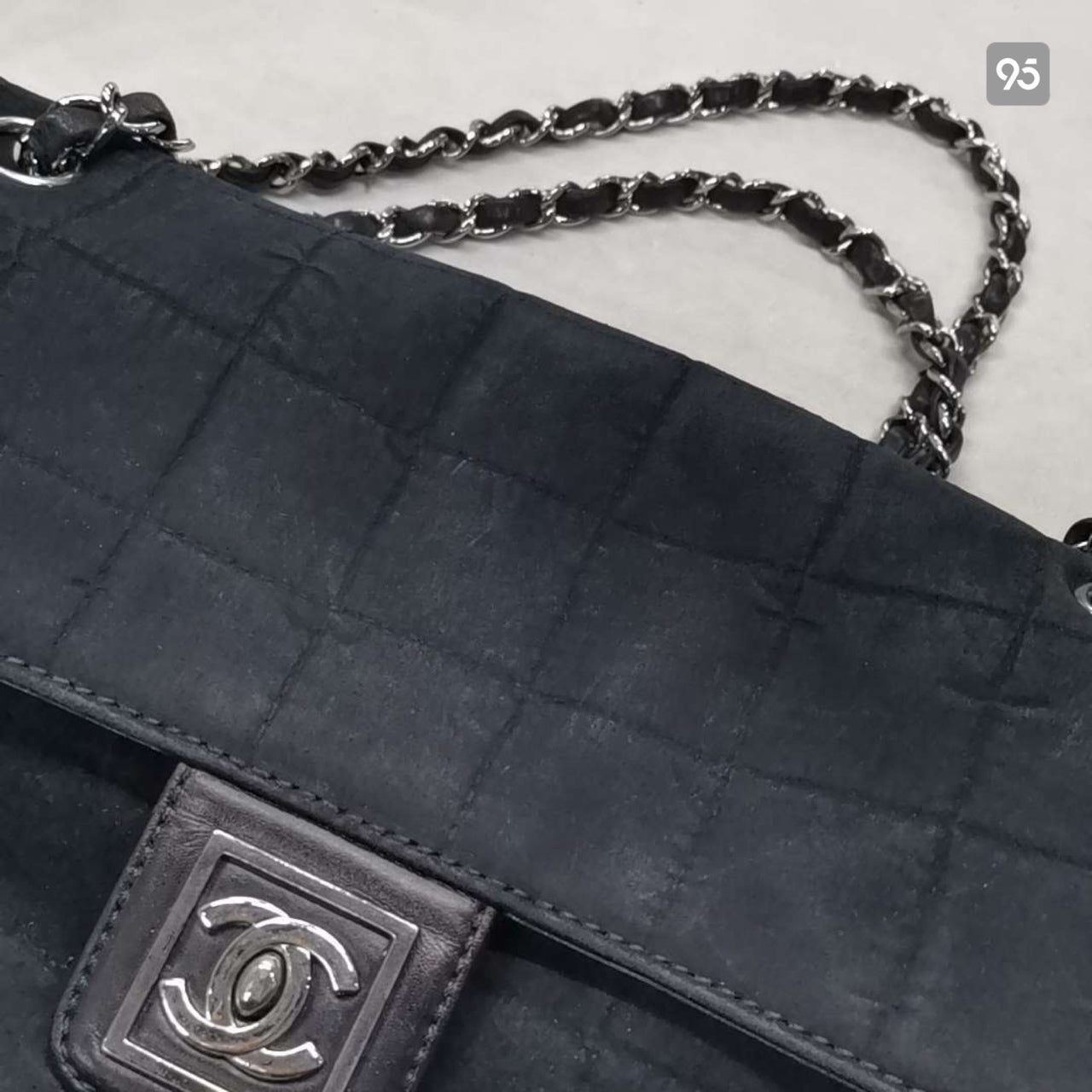 Chanel CC Choco Bar Suede & Leather Flap Bag Suede Shoulder Bag in New Condition