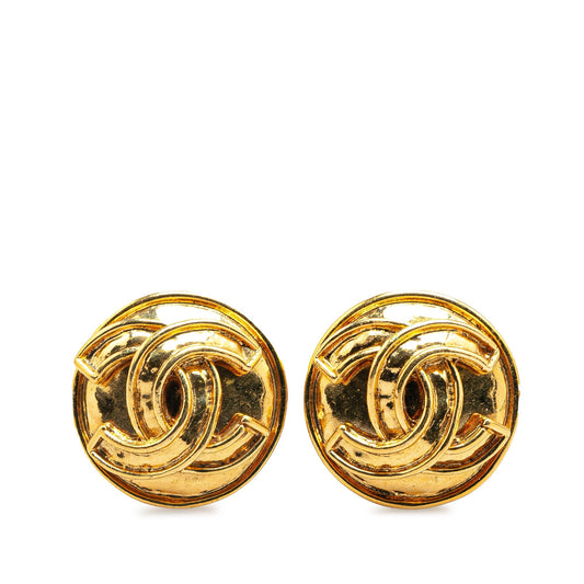 Gold Chanel Gold Plated CC Clip On Earrings