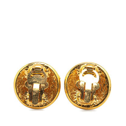 Gold Chanel Gold Plated CC Clip On Earrings
