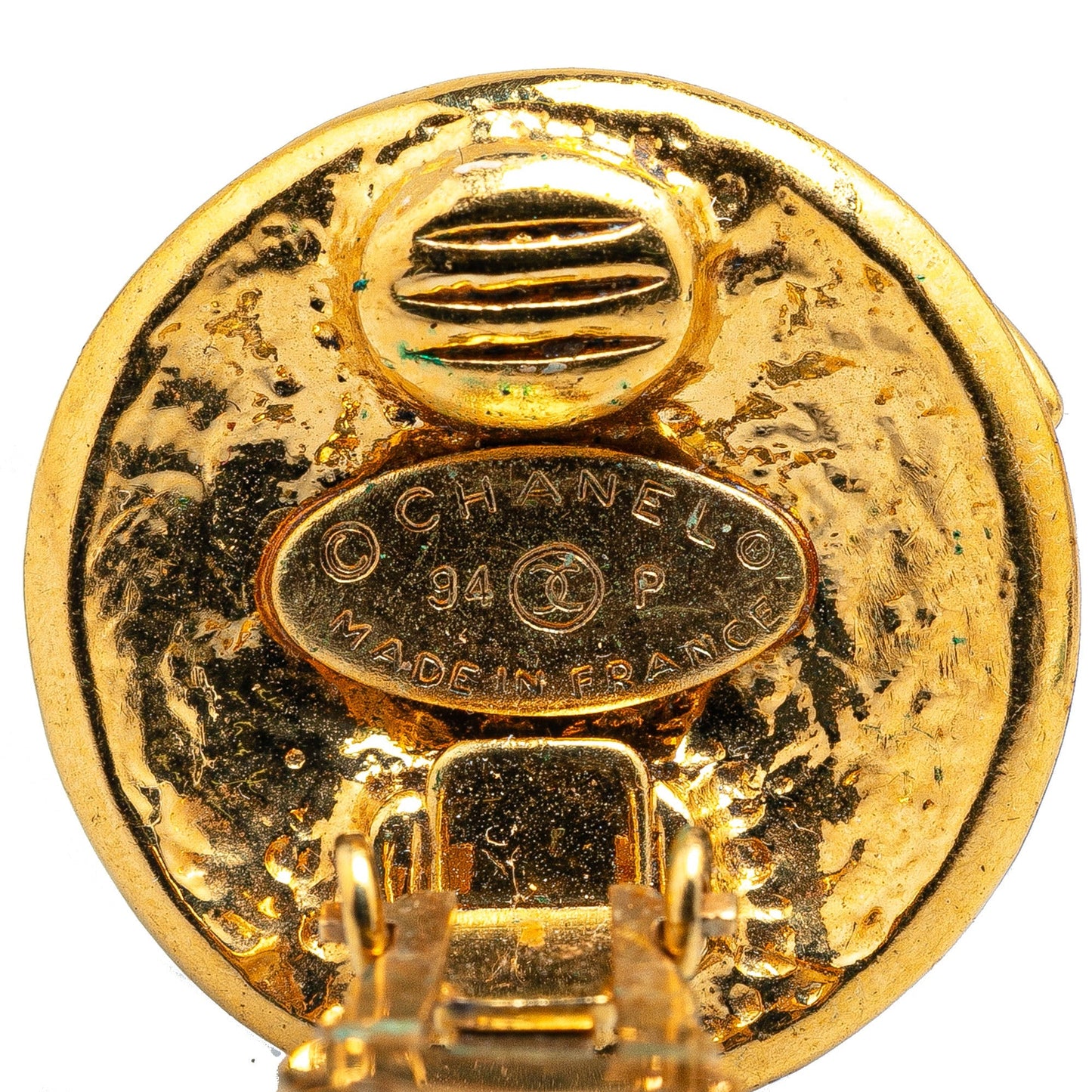 Gold Chanel Gold Plated CC Clip On Earrings