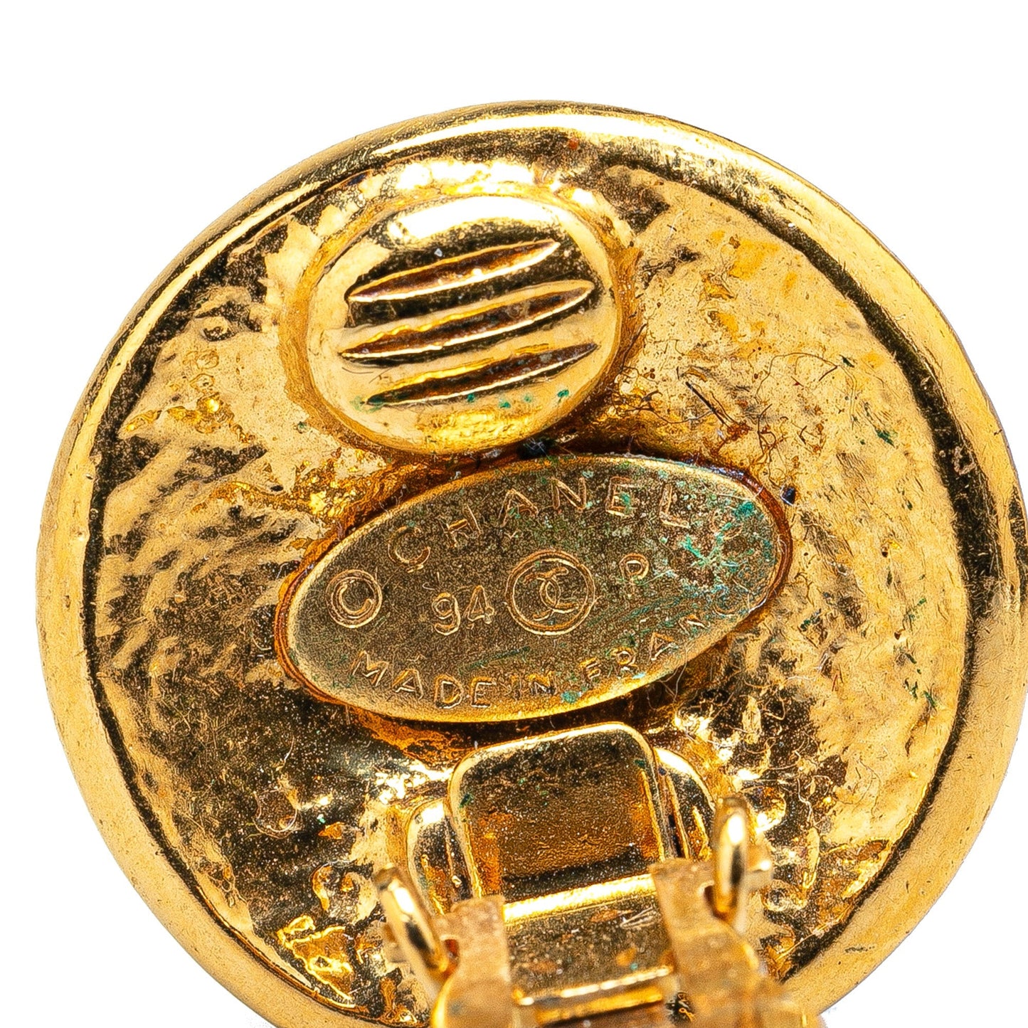 Gold Chanel Gold Plated CC Clip On Earrings