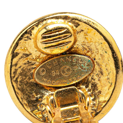 Gold Chanel Gold Plated CC Clip On Earrings