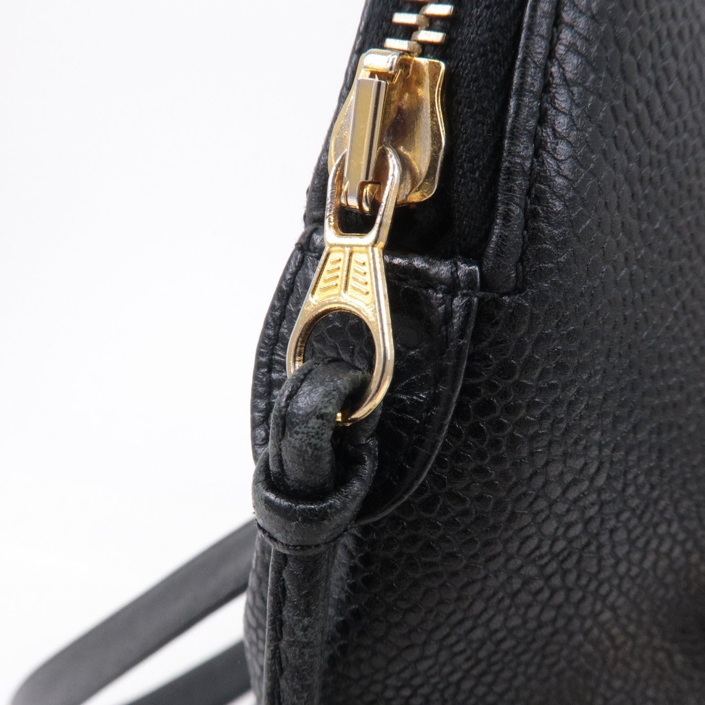CHANEL Caviar Skin Chain Tote Bag Black Gold Hardware A03578