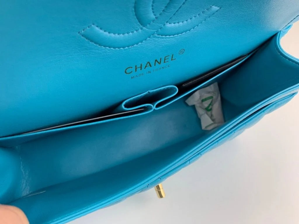 Chanel Classic Double Flap 25 Shoulder Bag Light Blue