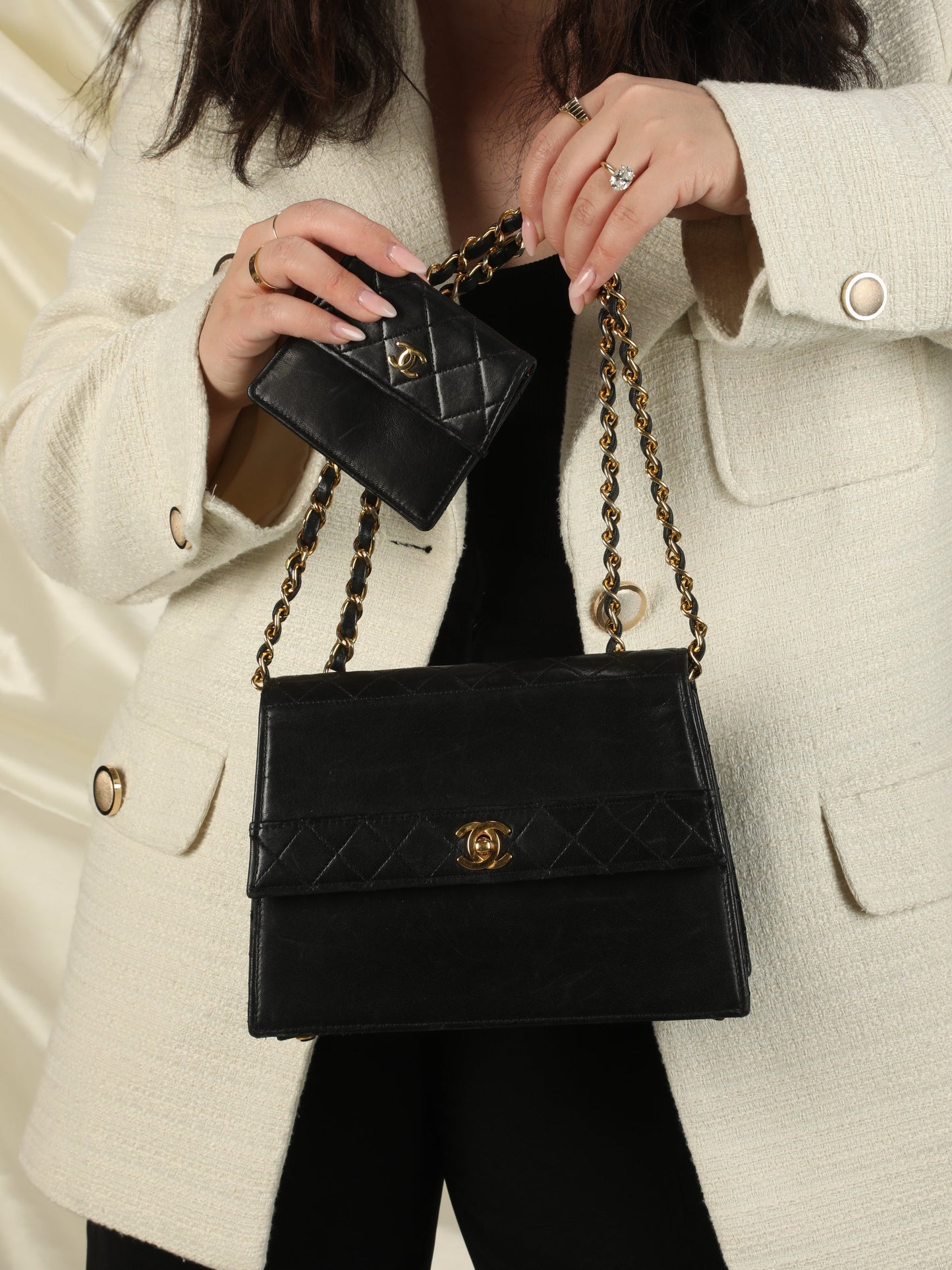 Extremely Rare Chanel Trapezoid Lambskin Bag with Wallet