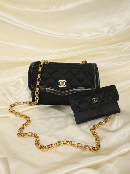 Extremely Rare Chanel Satin Bijoux Mini Bag & Wallet