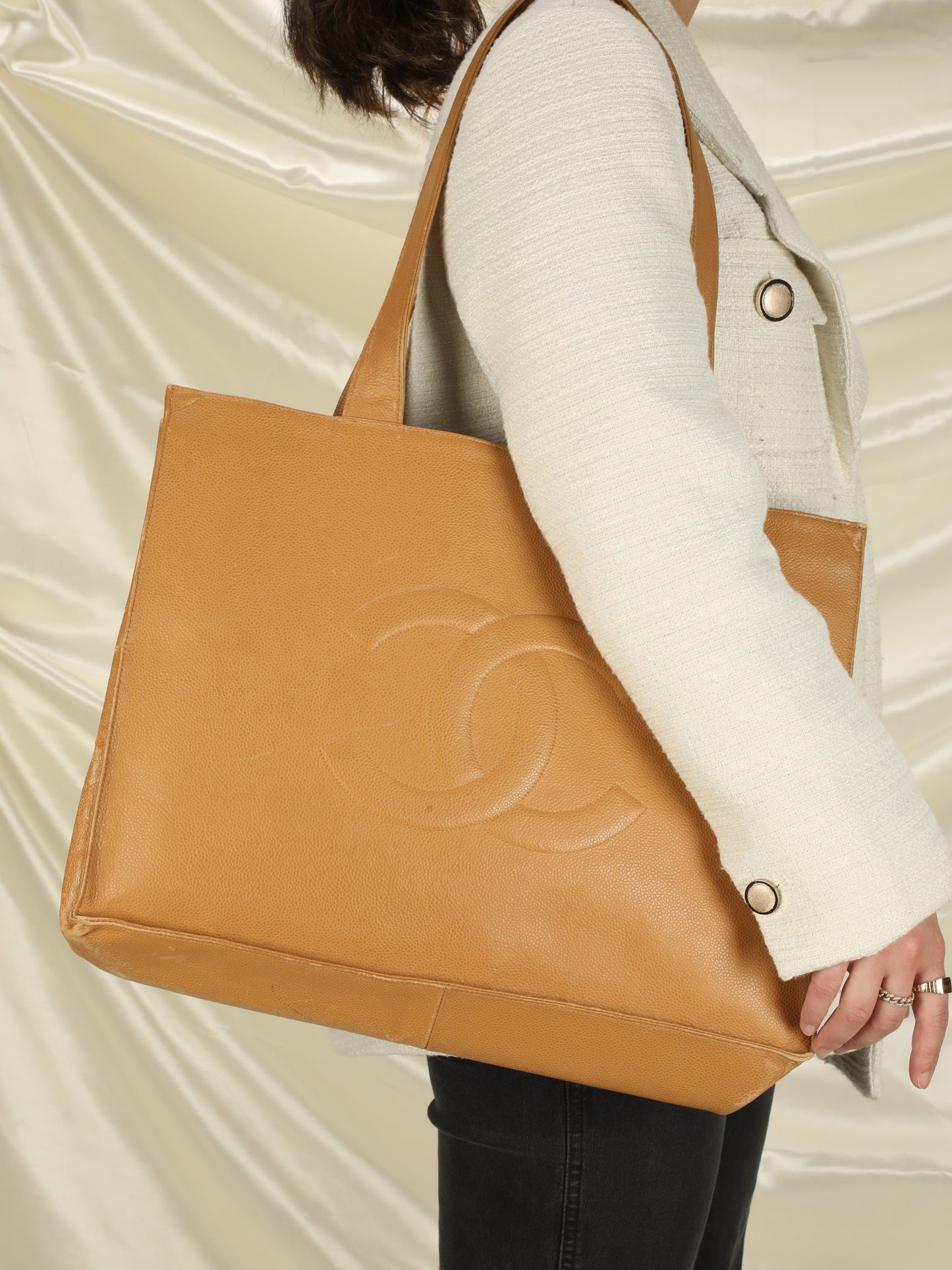 Chanel Caviar Nude Tote