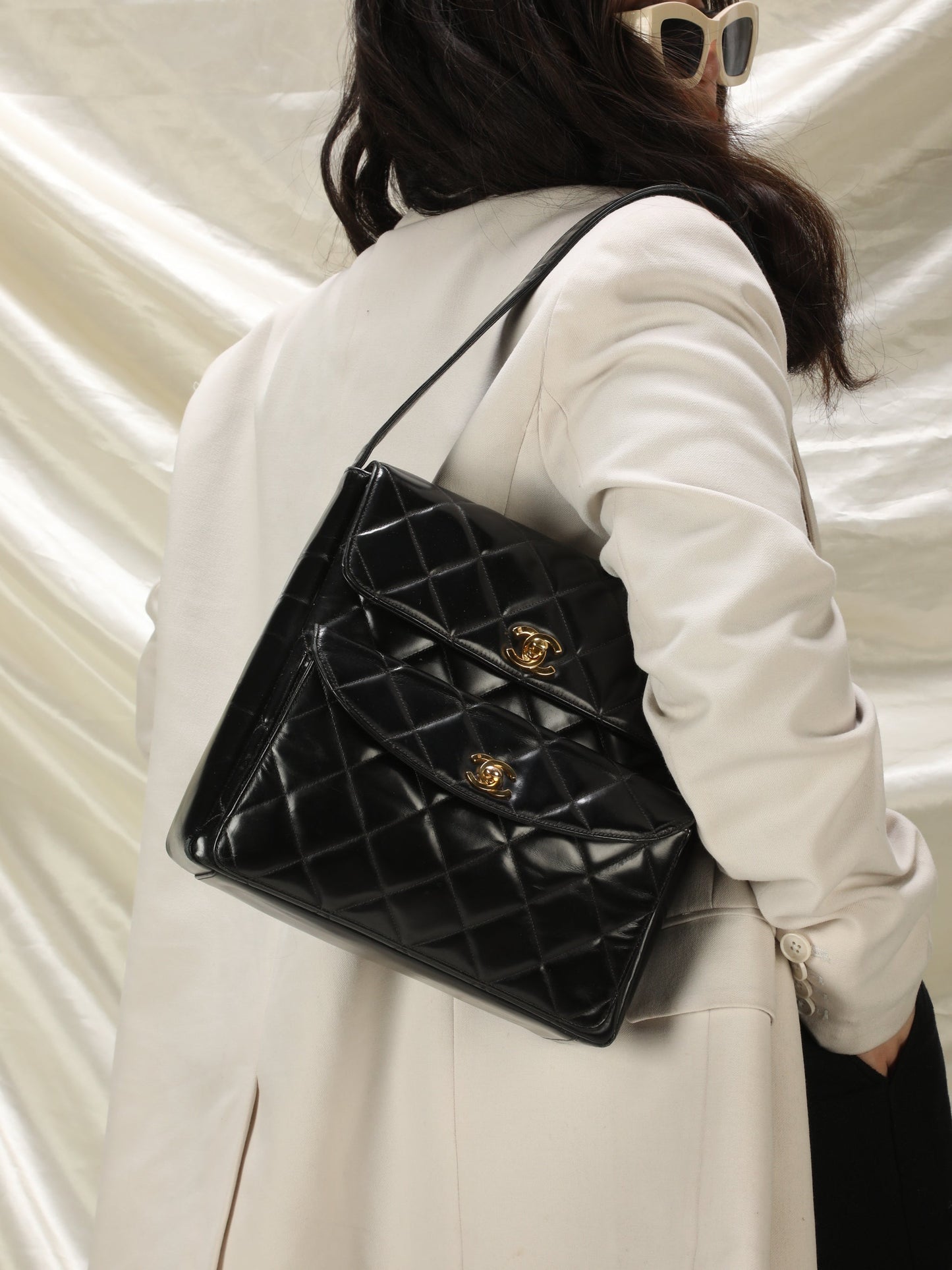 Chanel Patent Double Turnlock Flap Bag