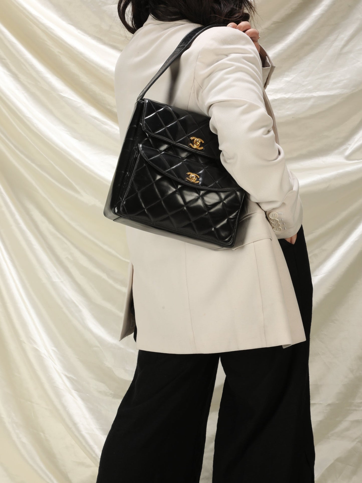 Chanel Patent Double Turnlock Flap Bag