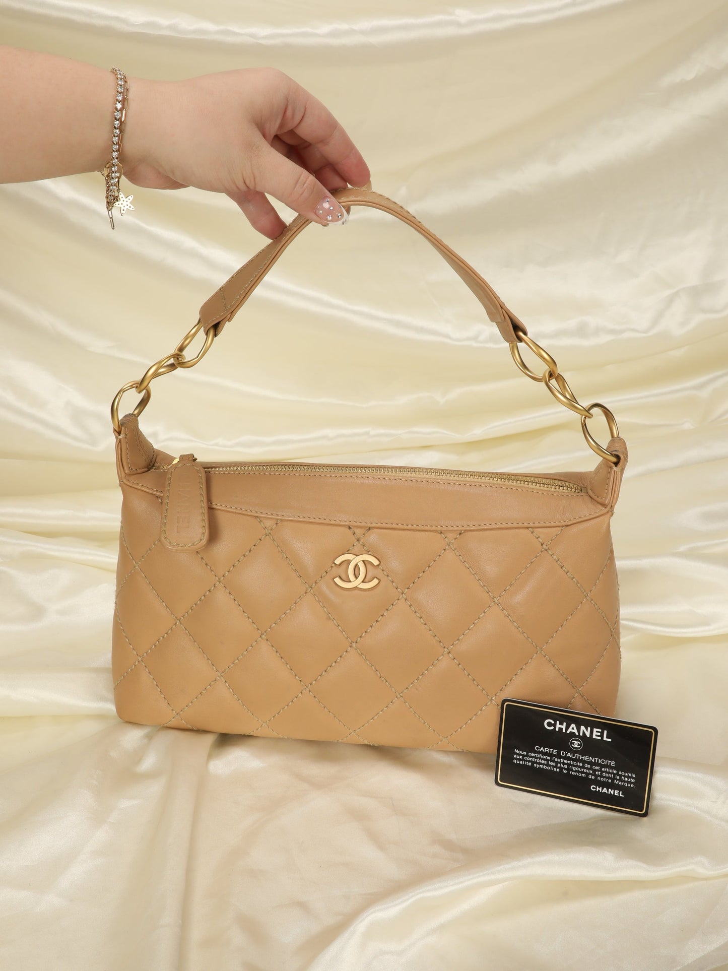 Chanel Surpique Beige Hobo