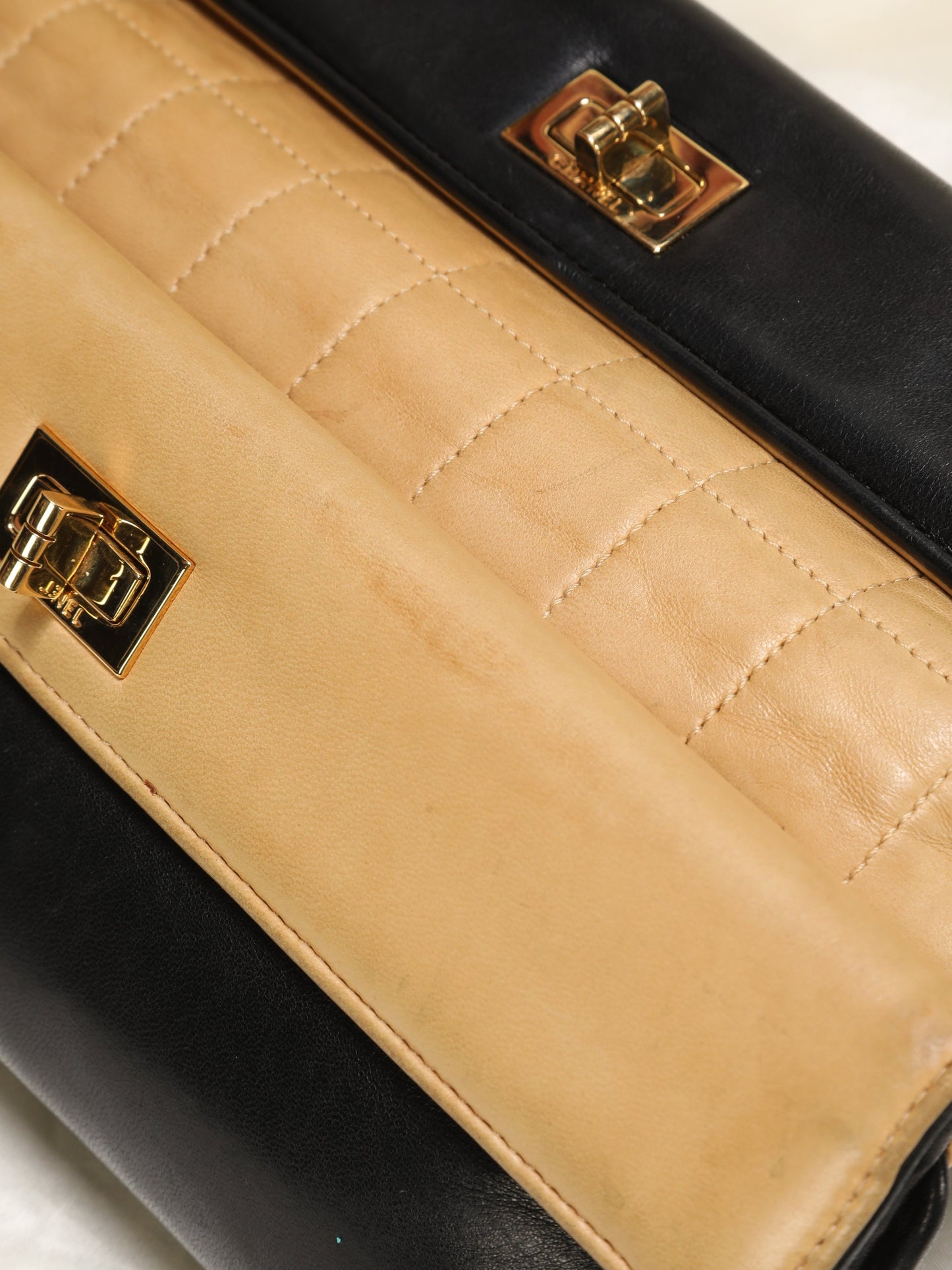 Extremely Rare Chanel Lambskin Double Turnlock Bag