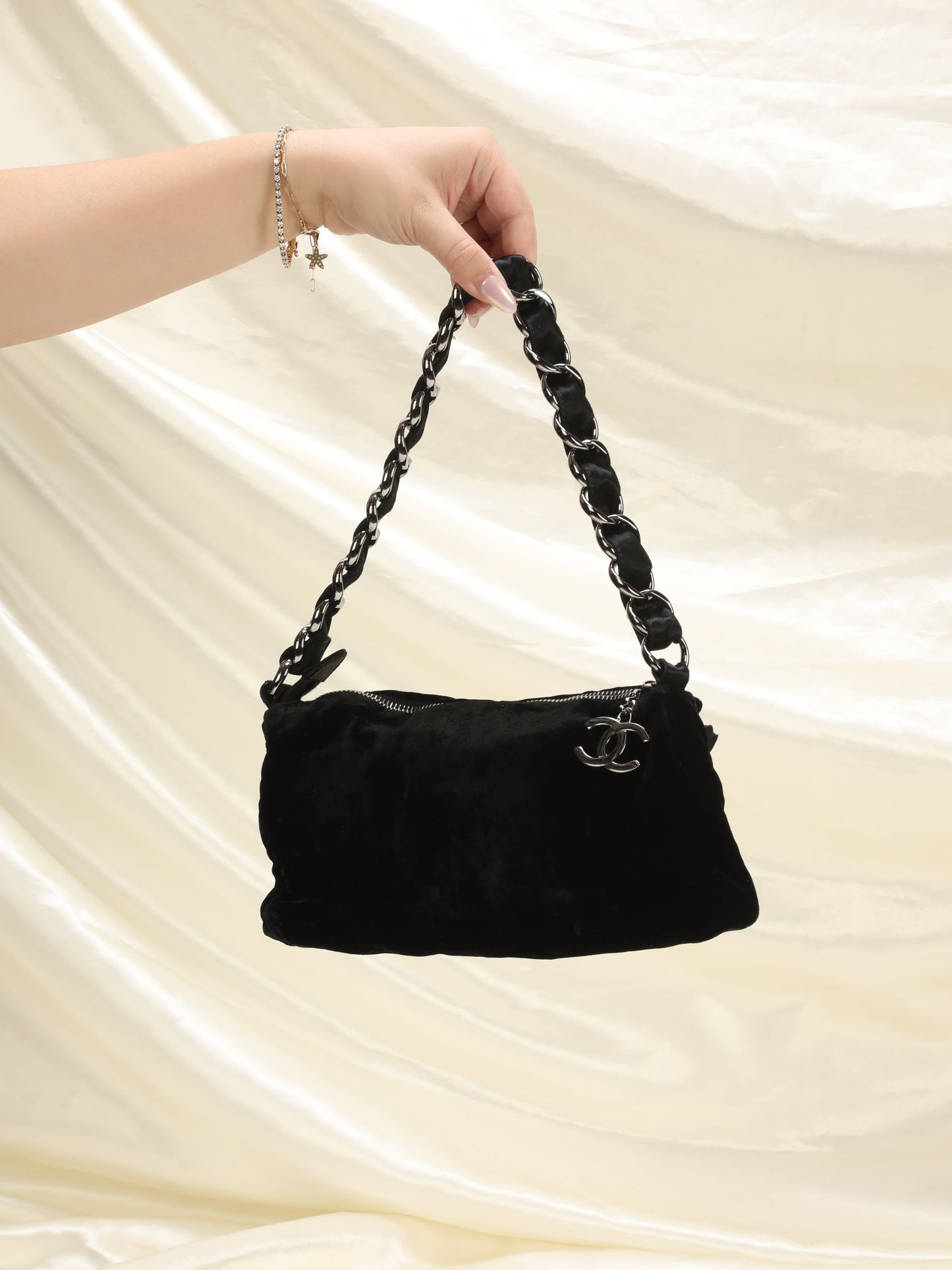 Chanel Velvet and Satin Chain Pochette