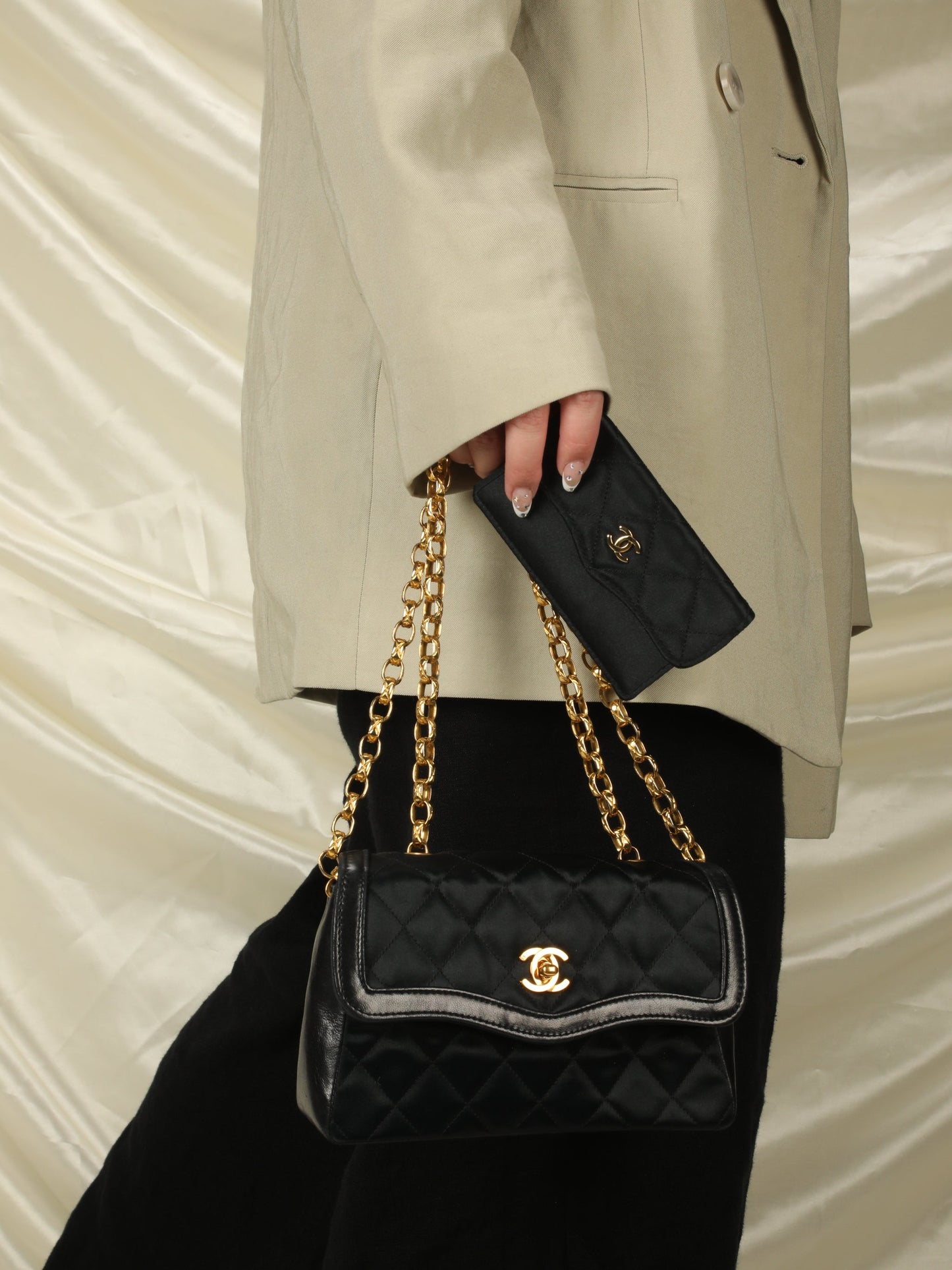 Extremely Rare Chanel Satin Bijoux Mini Bag & Wallet