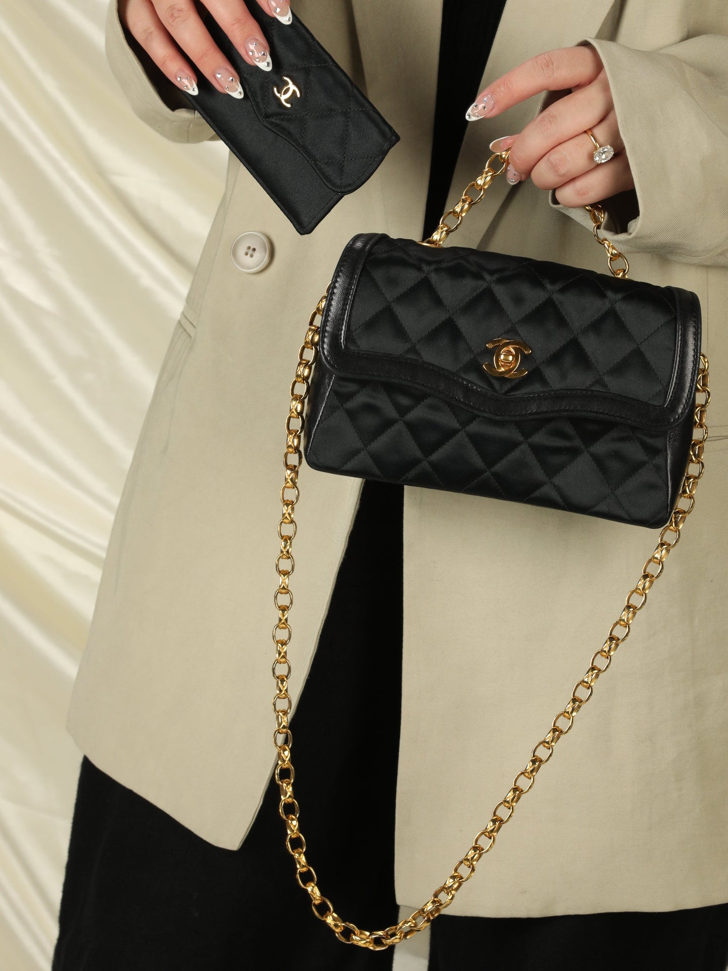 Extremely Rare Chanel Satin Bijoux Mini Bag & Wallet