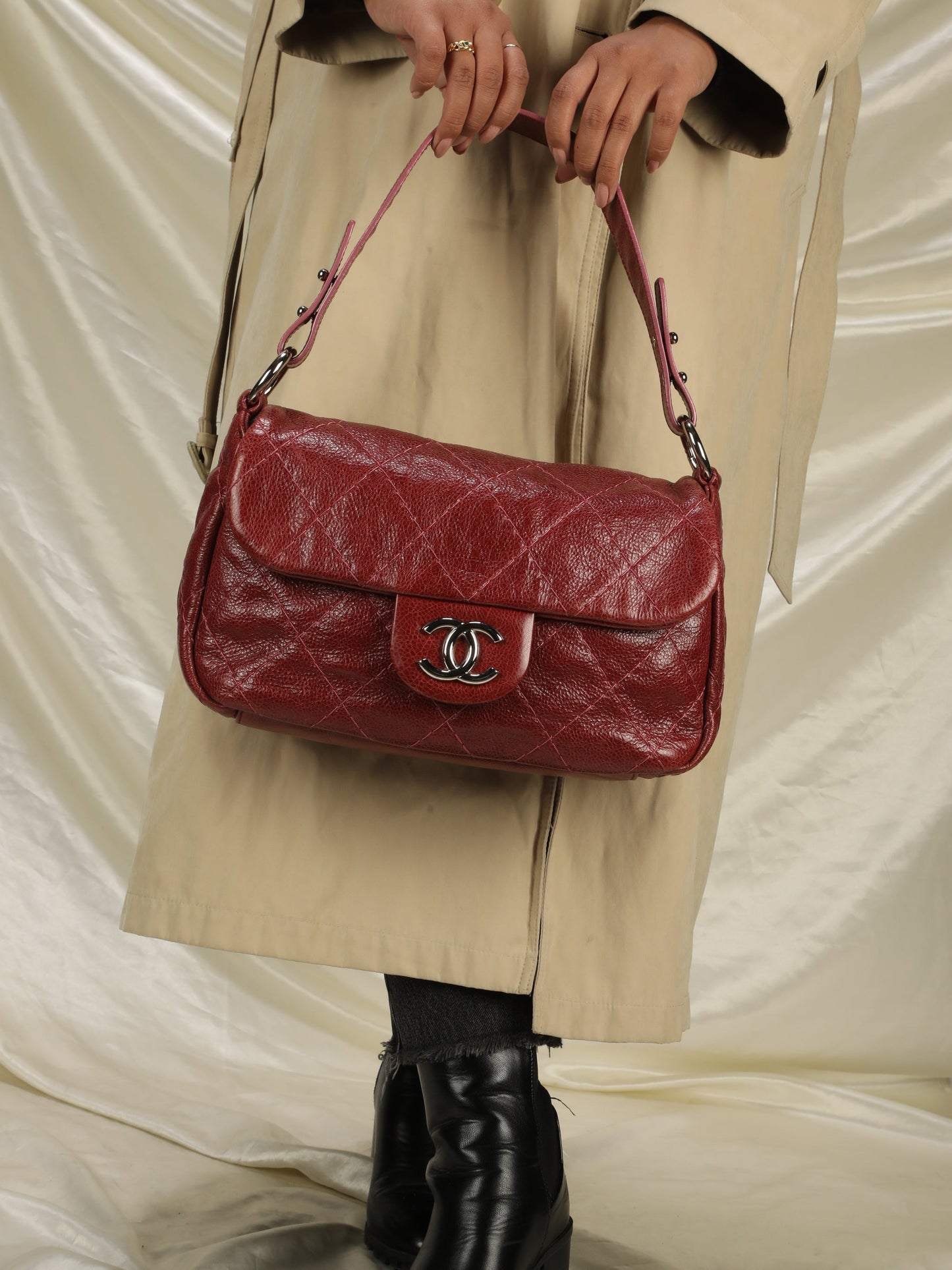 Chanel Caviar Red Shoulder Bag