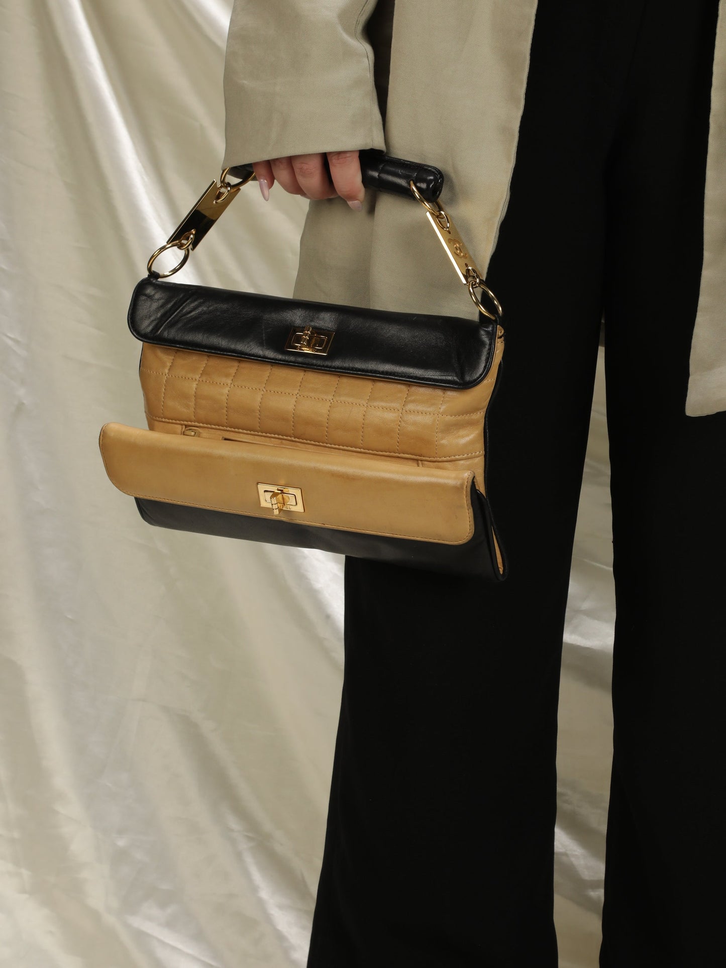 Extremely Rare Chanel Lambskin Double Turnlock Bag