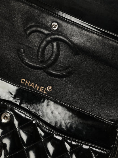 Extremely Rare Chanel Patent All Black Flap Bag