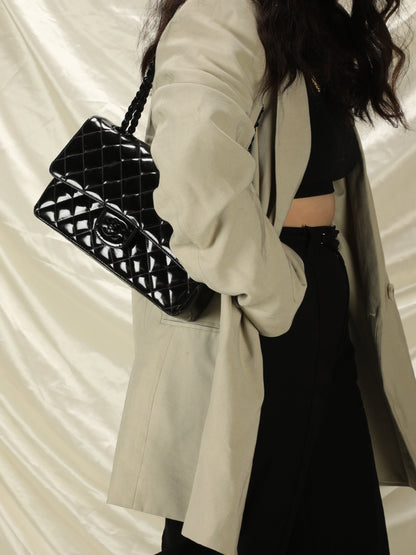 Extremely Rare Chanel Patent All Black Flap Bag