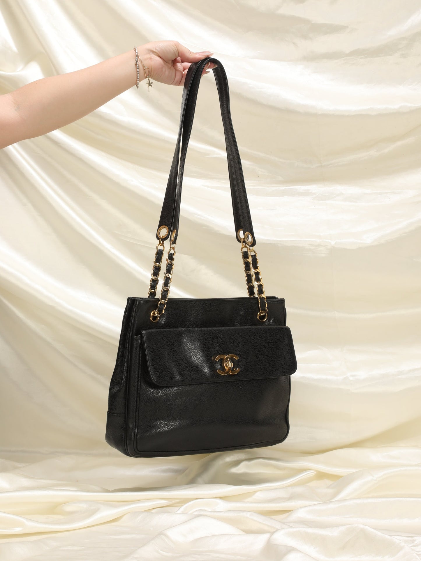 Chanel Turnlock Caviar Double-Sided Tote