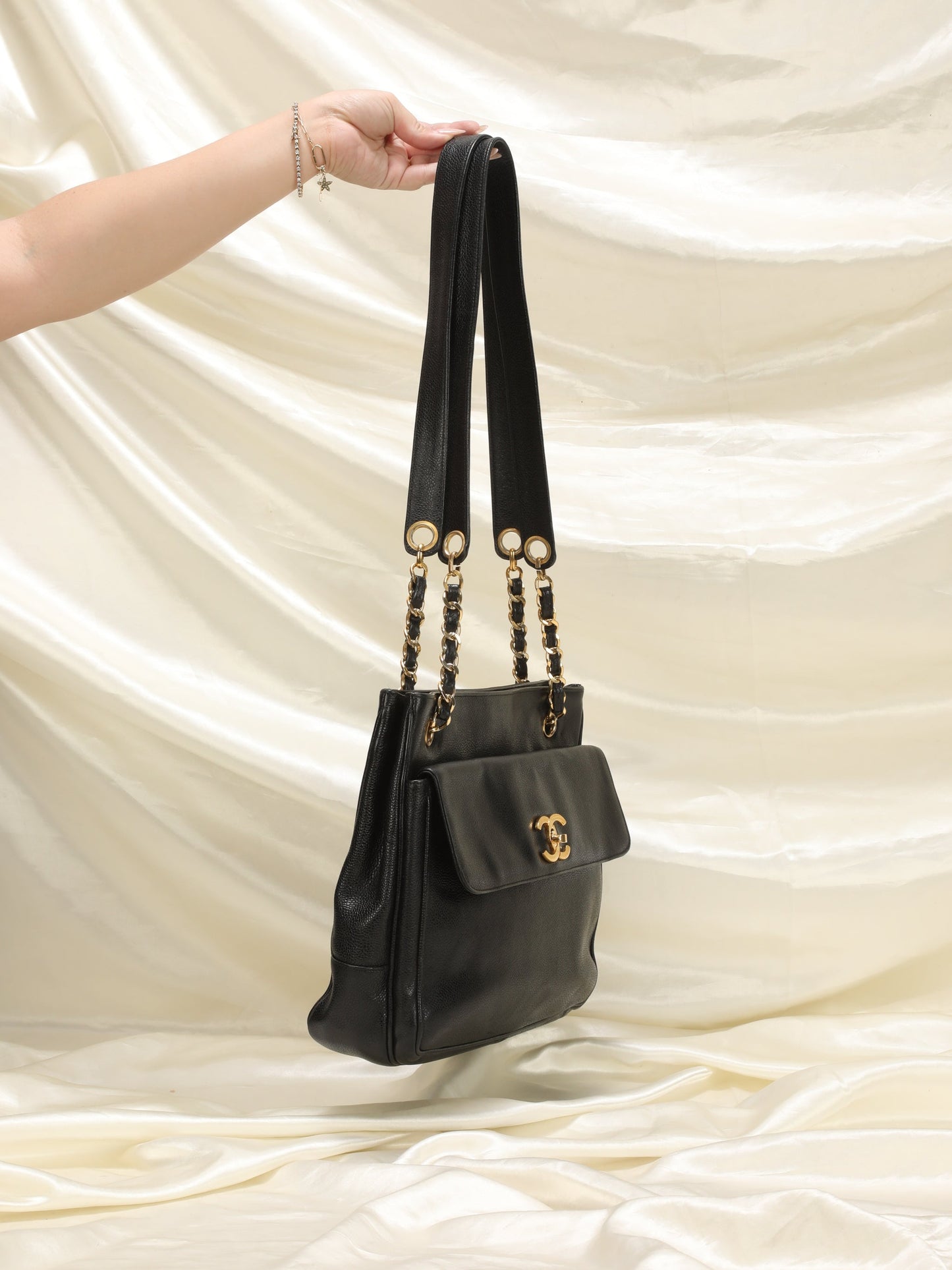 Chanel Turnlock Caviar Double-Sided Tote