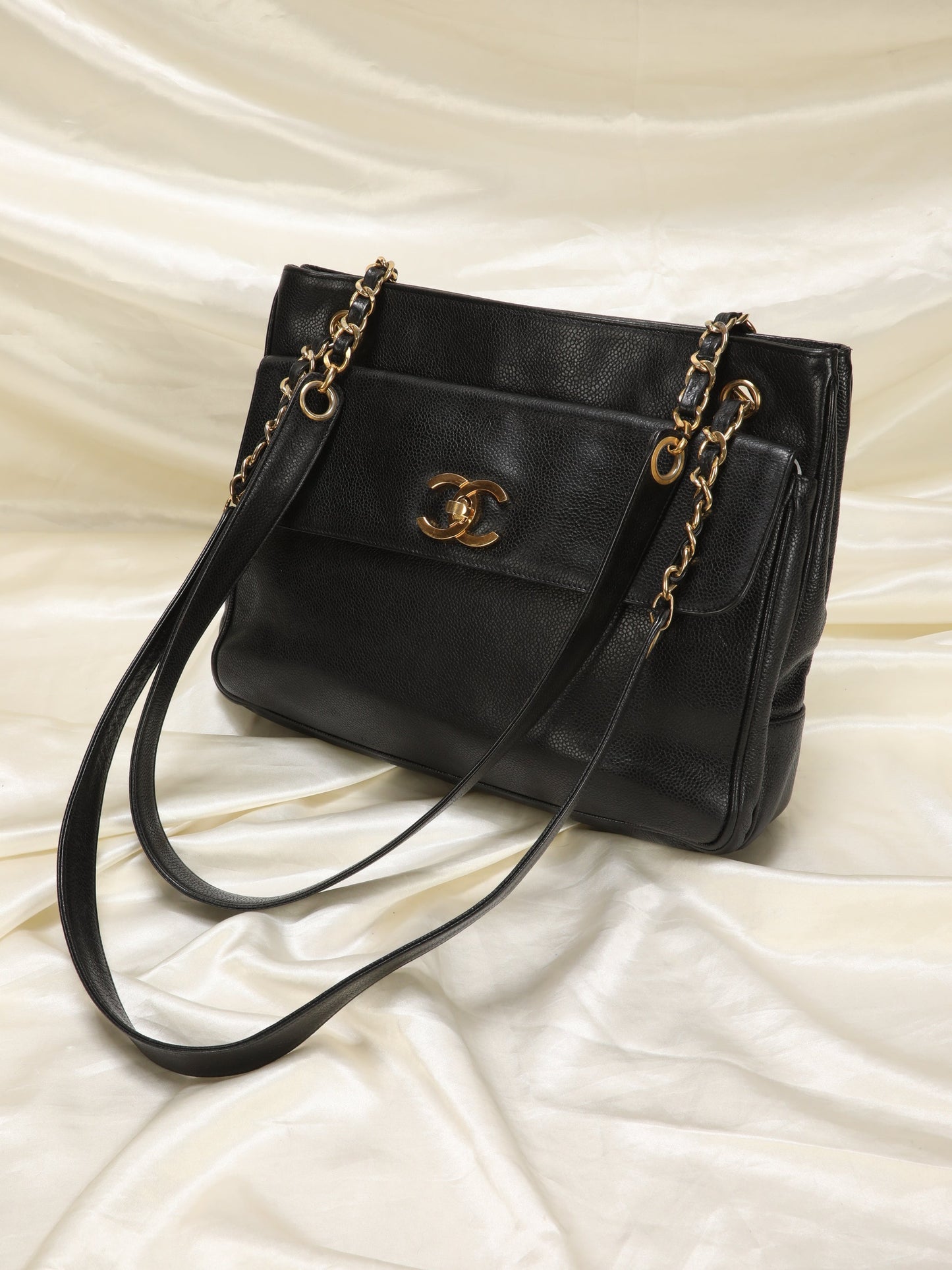 Chanel Turnlock Caviar Double-Sided Tote